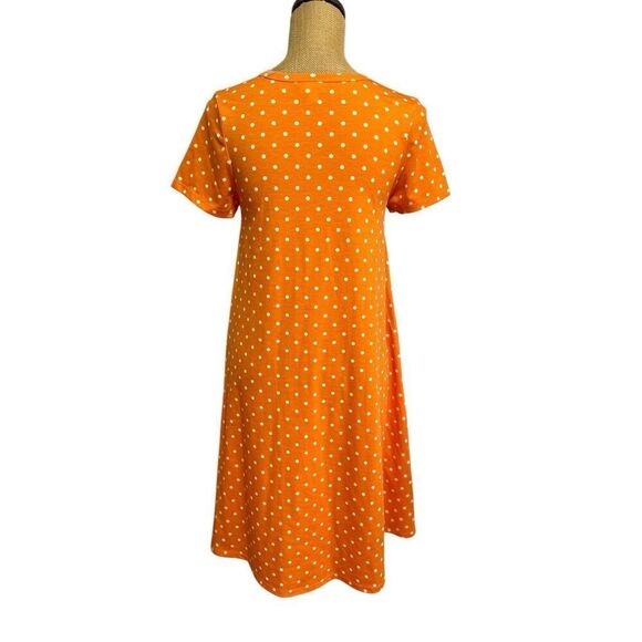 LulaRoe‎ Jessie Swing Dress Size XS Orange Polka Dot Side Pockets New Comfort - Picture 3 of 10